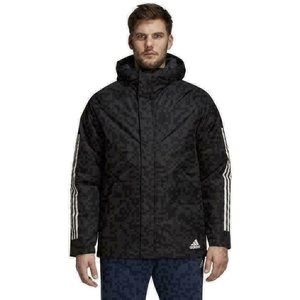 NEW BLACK Adidas Xploric 3-Stripe Men's Winter Coat Jacket w/ Hood M MEDIUM